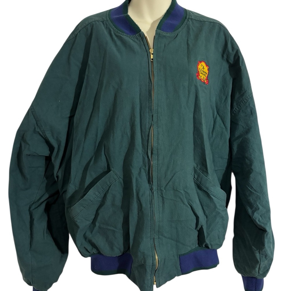 Vintage PD George Green Bomber Jacket with Navy Accents